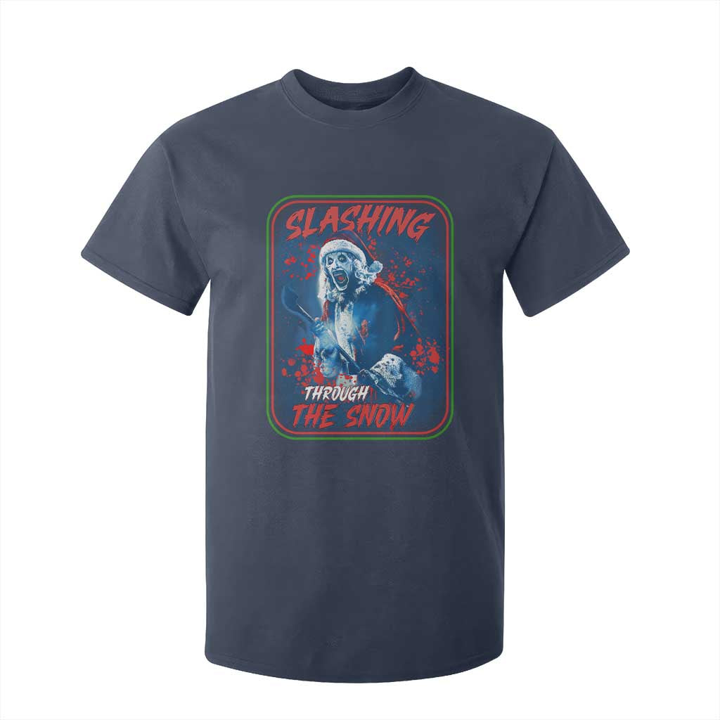 Terrifier Santa Christmas T Shirt For Kid Slashing Through The Snow TS14 Navy Print Your Wear
