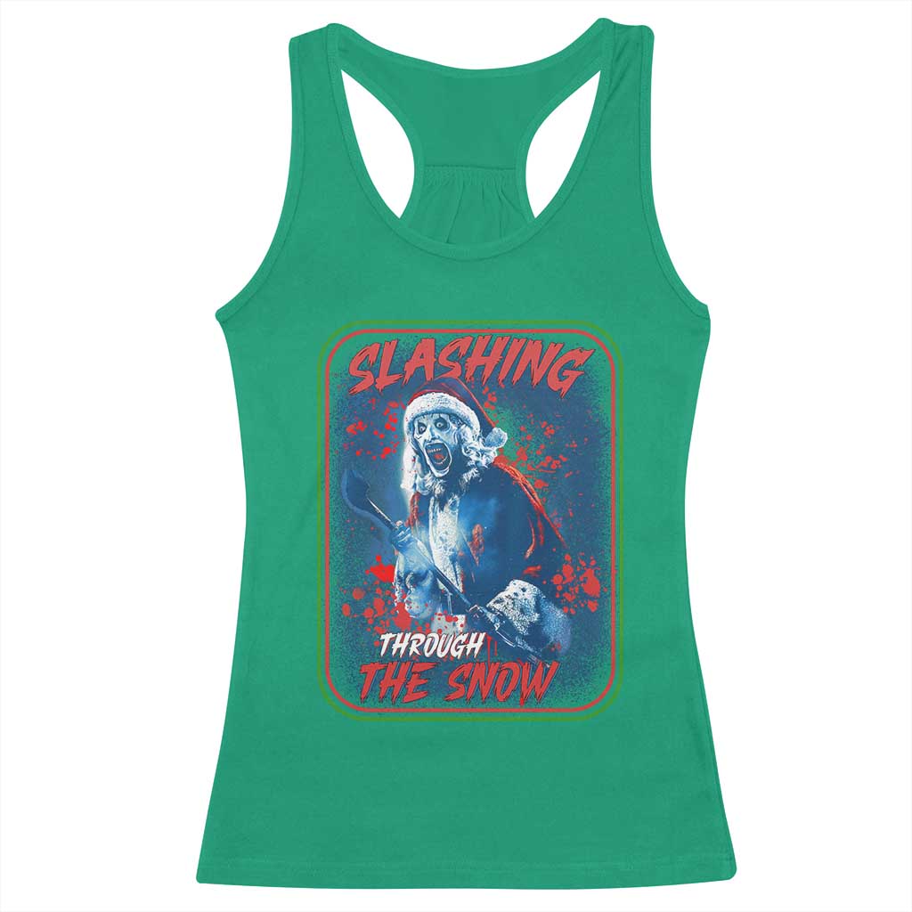 Terrifier Santa Christmas Racerback Tank Top Slashing Through The Snow TS14 Irish Green Print Your Wear