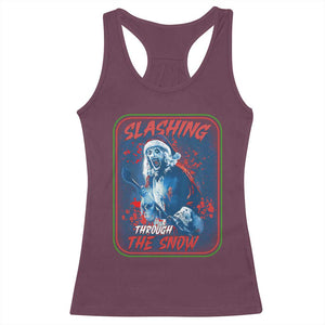 Terrifier Santa Christmas Racerback Tank Top Slashing Through The Snow TS14 Maroon Print Your Wear