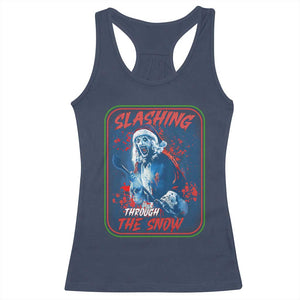 Terrifier Santa Christmas Racerback Tank Top Slashing Through The Snow TS14 Navy Print Your Wear