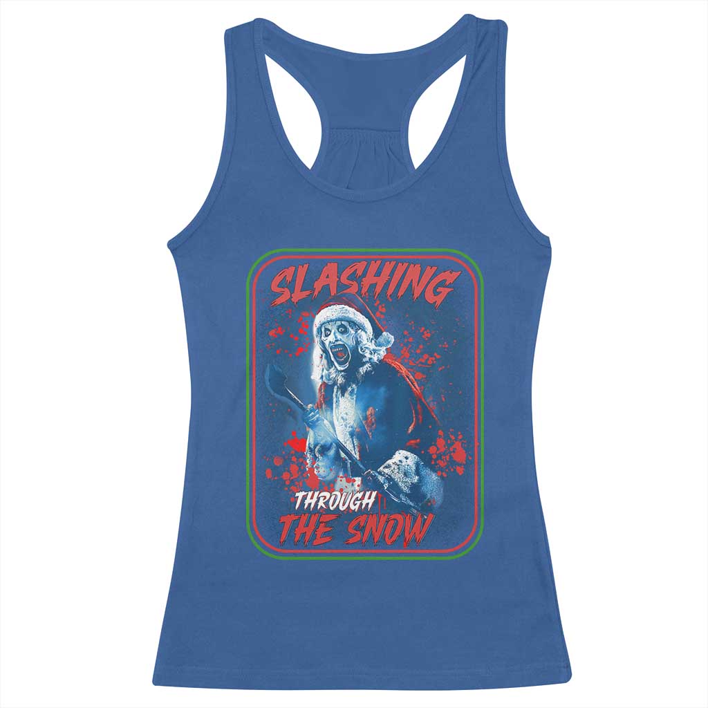 Terrifier Santa Christmas Racerback Tank Top Slashing Through The Snow TS14 Royal Blue Print Your Wear