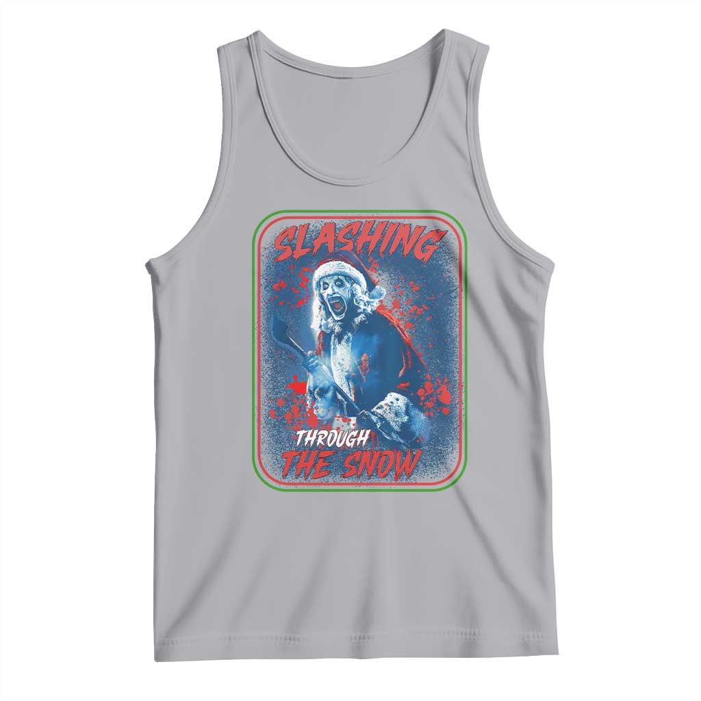 Terrifier Santa Christmas Tank Top Slashing Through The Snow TS14 Athletic Heather Print Your Wear