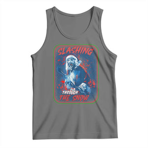 Terrifier Santa Christmas Tank Top Slashing Through The Snow TS14 Black Heather Print Your Wear