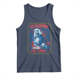 Terrifier Santa Christmas Tank Top Slashing Through The Snow TS14 Navy Print Your Wear