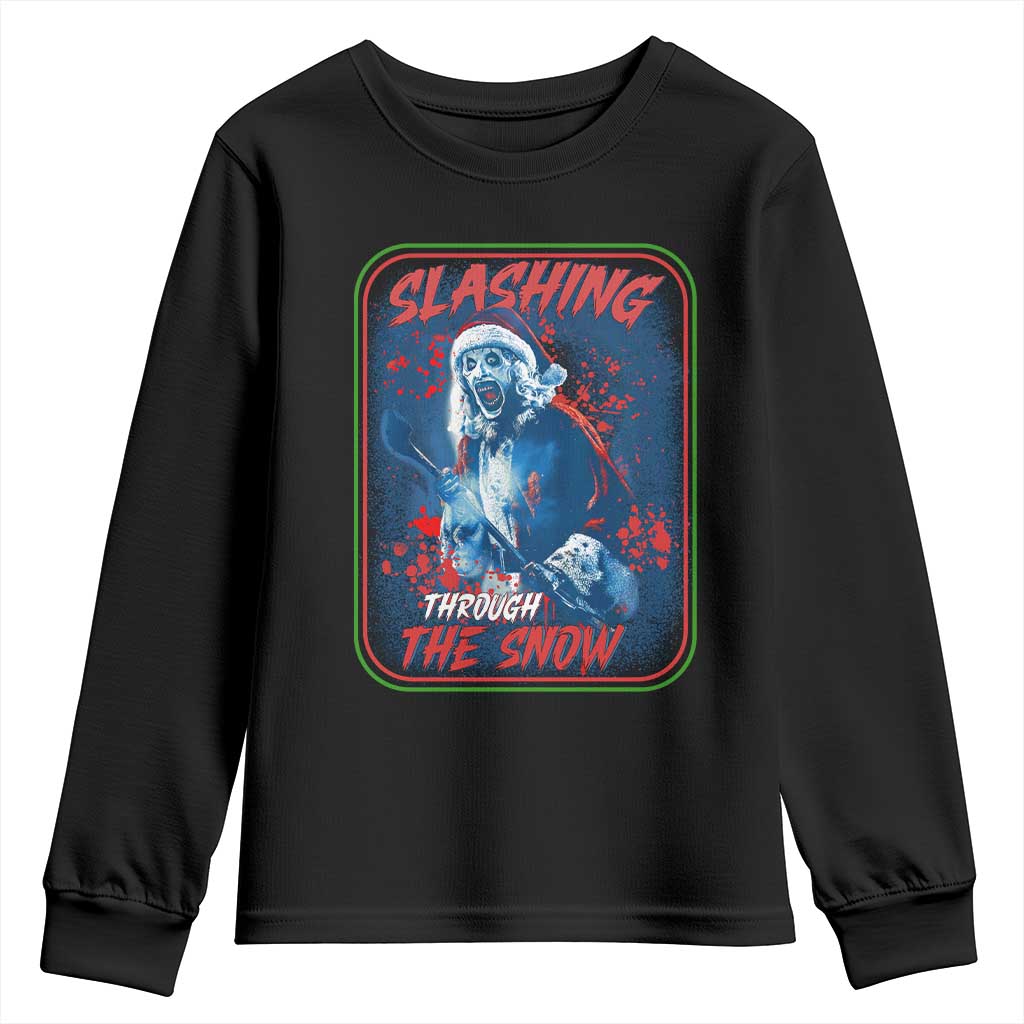Terrifier Santa Christmas Youth Sweatshirt Slashing Through The Snow TS14 Black Print Your Wear