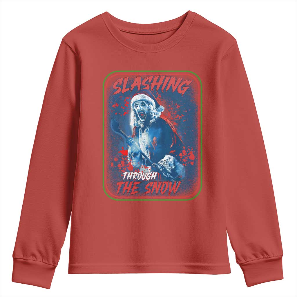Terrifier Santa Christmas Youth Sweatshirt Slashing Through The Snow TS14 Red Print Your Wear