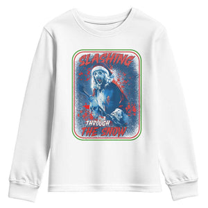 Terrifier Santa Christmas Youth Sweatshirt Slashing Through The Snow TS14 White Print Your Wear