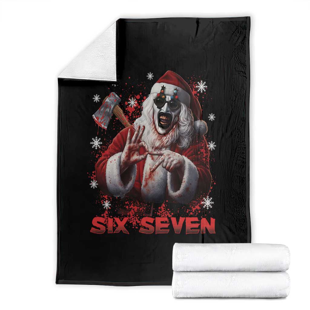 67 Terrifier Santa Horror Christmas Throw Blanket Funny Six Seven Meme Holiday Movie TS14 Black Print Your Wear