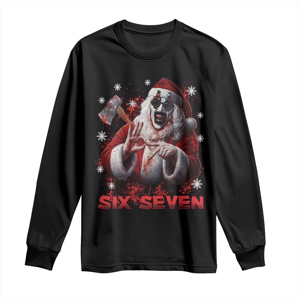 67 Terrifier Santa Horror Christmas Long Sleeve Shirt Funny Six Seven Meme Holiday Movie TS14 Black Print Your Wear