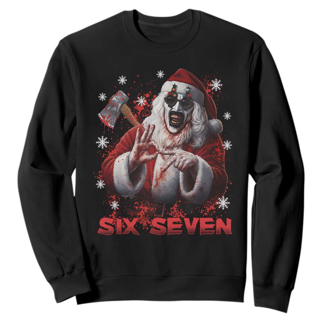 67 Terrifier Santa Horror Christmas Sweatshirt Funny Six Seven Meme Holiday Movie TS14 Black Print Your Wear