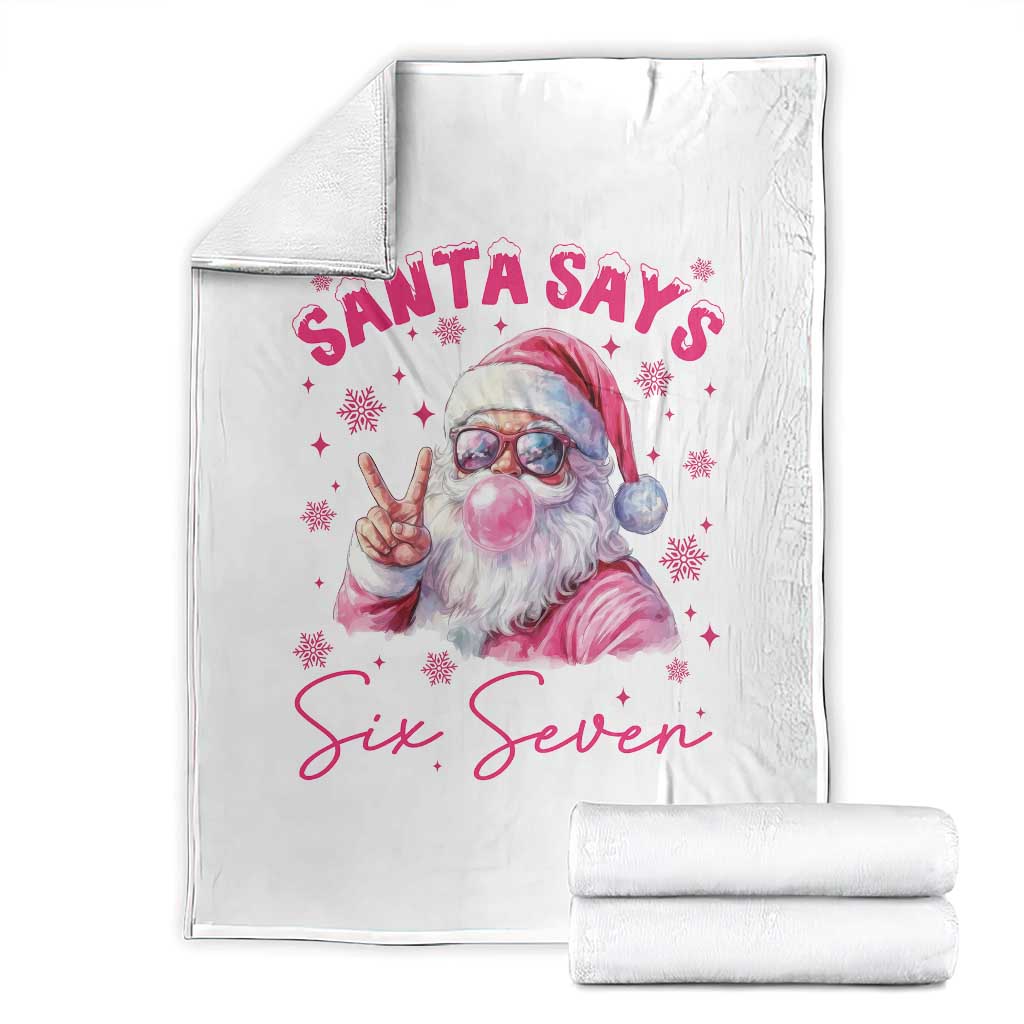 67 Six Seven Pink Santa Christmas Meme Throw Blanket TS14 White Print Your Wear