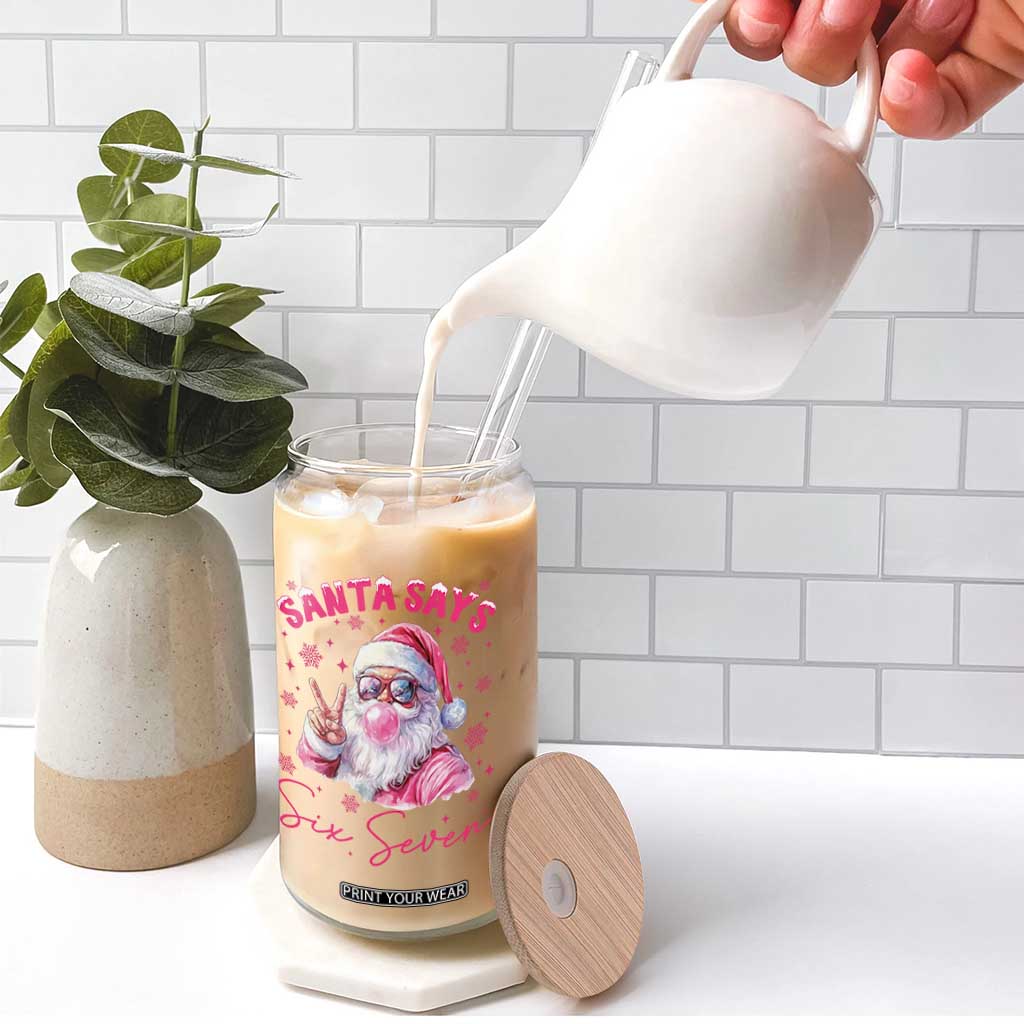 67 Six Seven Pink Santa Christmas Meme Glass Can TS14 Print Your Wear