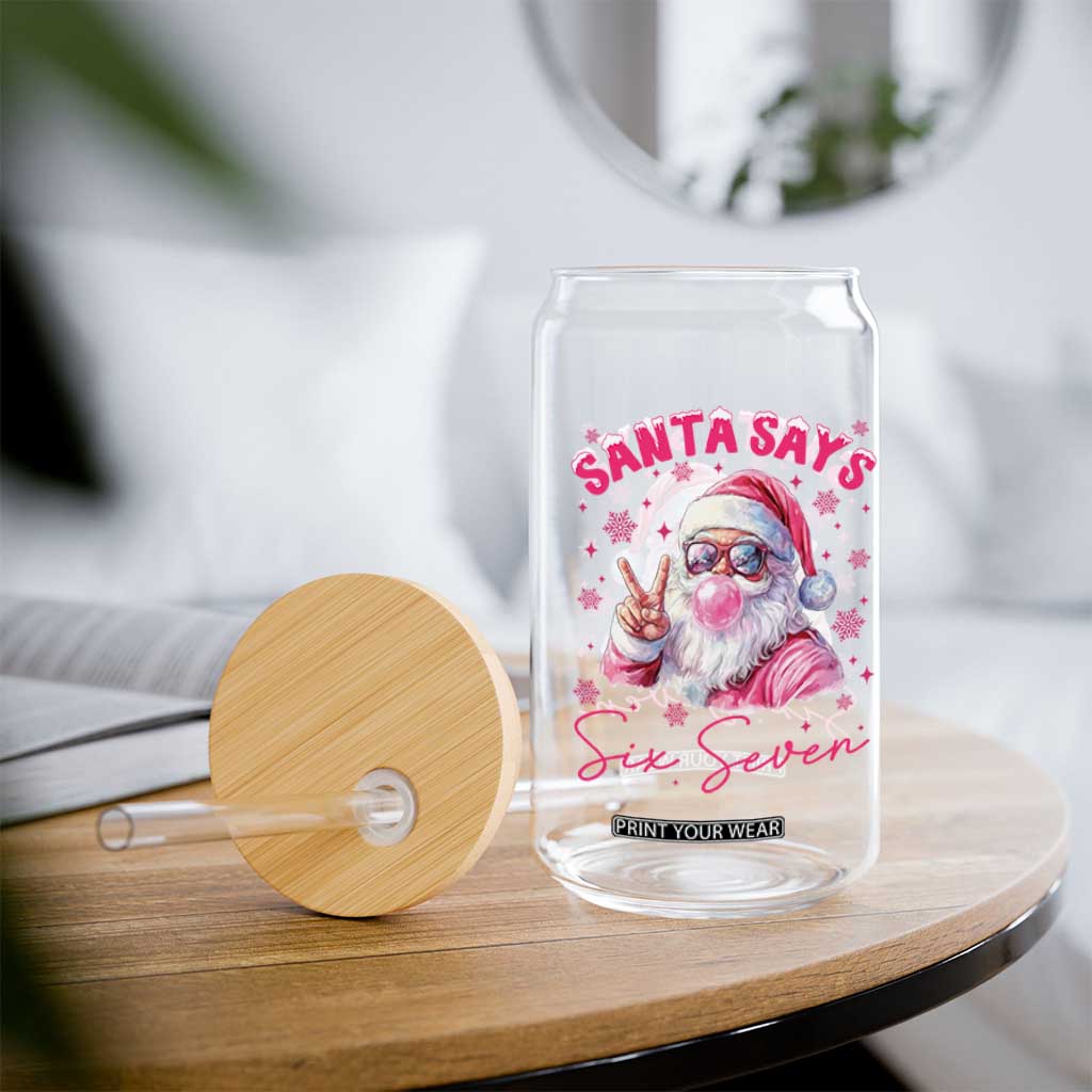 67 Six Seven Pink Santa Christmas Meme Glass Can TS14 Print Your Wear