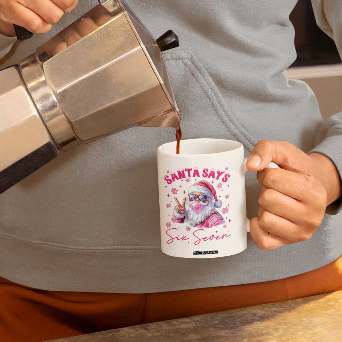 67 Six Seven Pink Santa Christmas Meme Coffee Mug TS14 Print Your Wear