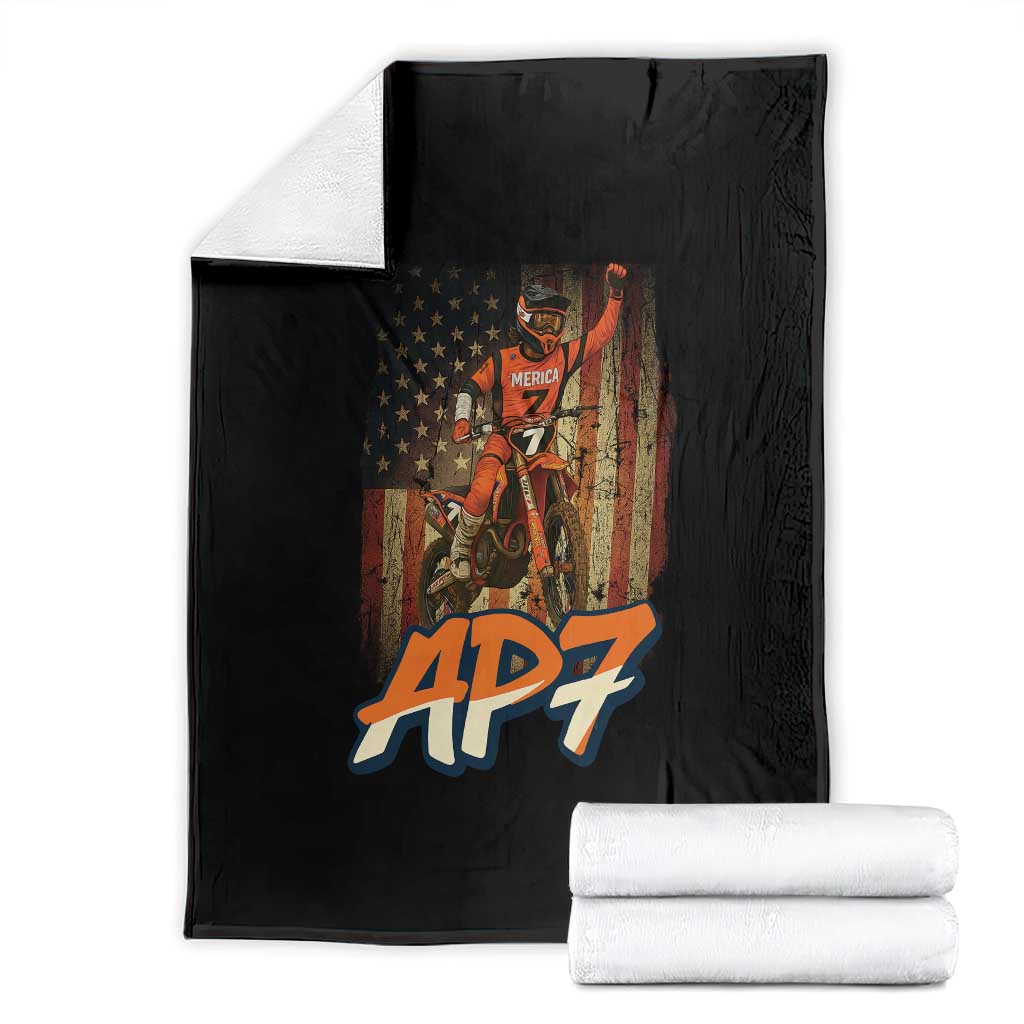Dirt Bike American Flag Throw Blanket TS14 Black Print Your Wear