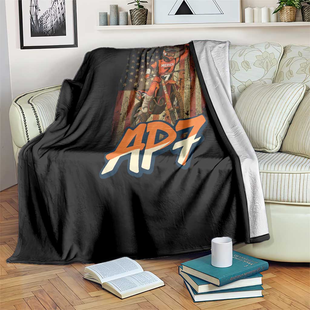 Dirt Bike American Flag Throw Blanket TS14 Print Your Wear