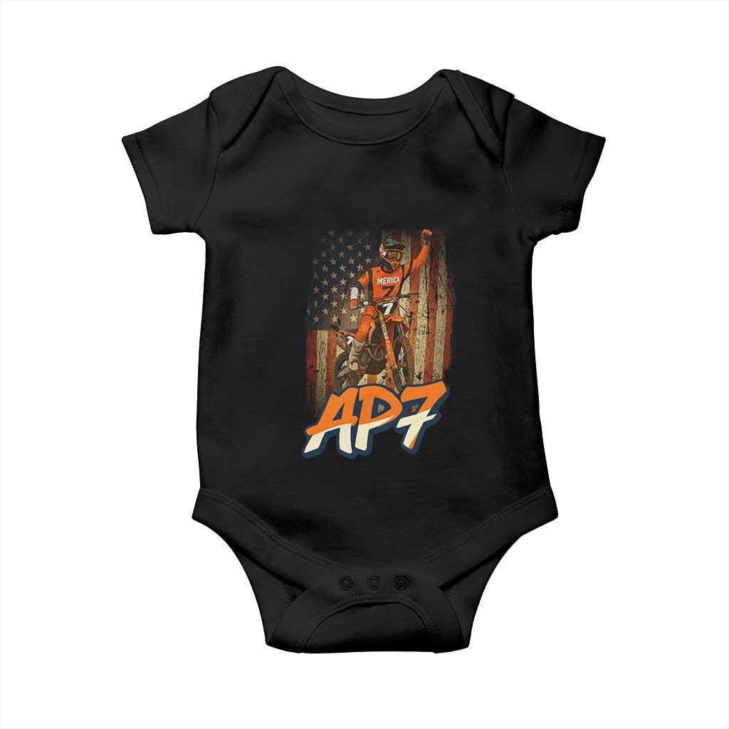 Dirt Bike American Flag Baby Onesie TS14 Black Print Your Wear