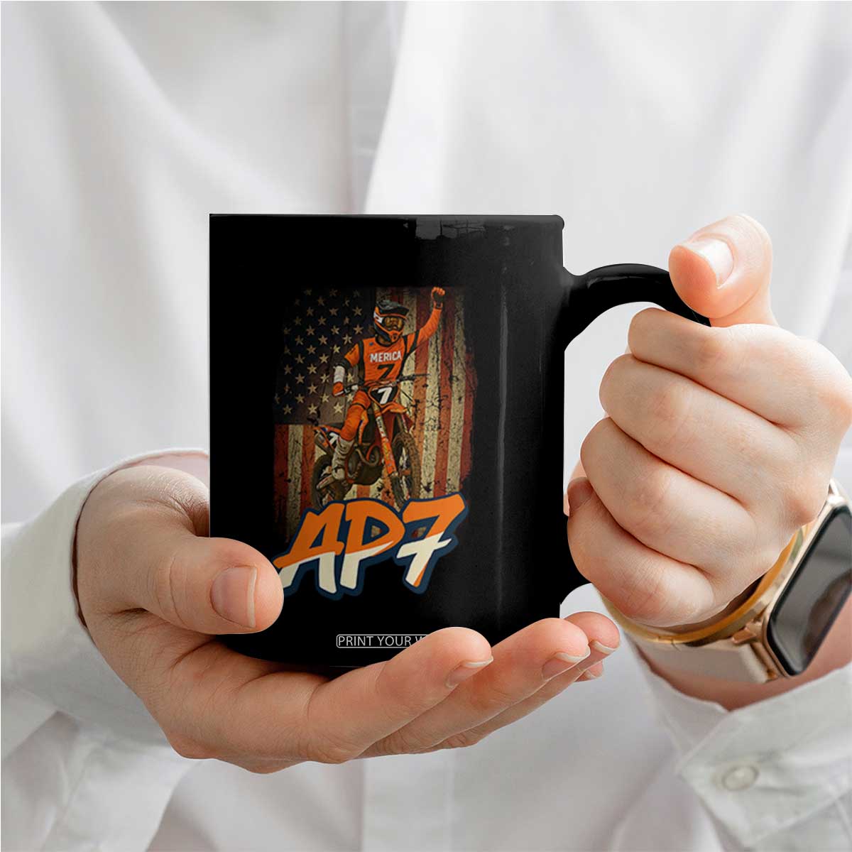 Dirt Bike American Flag Coffee Mug TS14 Print Your Wear