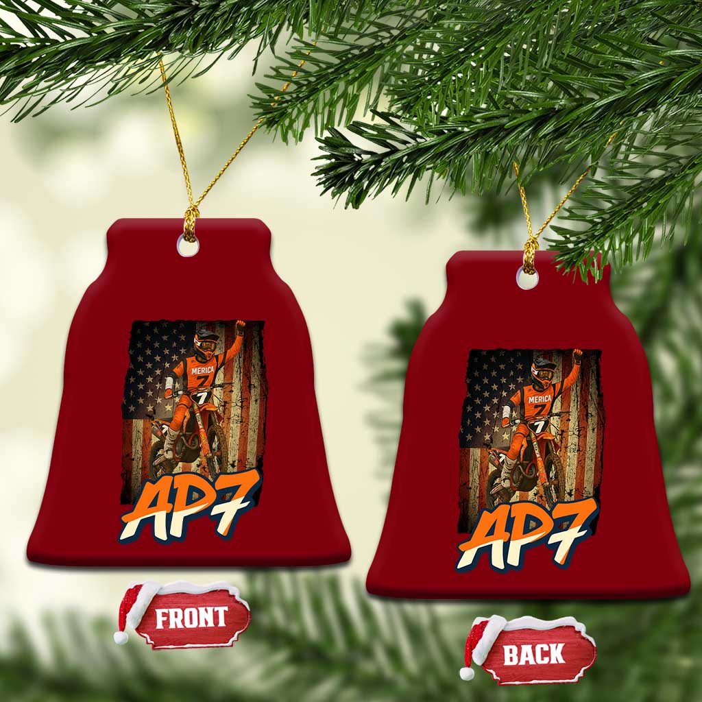 Dirt Bike American Flag Ceramic Ornament TS14 Print Your Wear