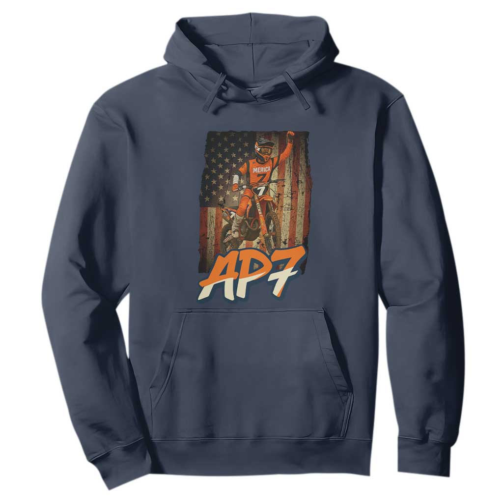 Dirt Bike American Flag Hoodie TS14 Navy Print Your Wear