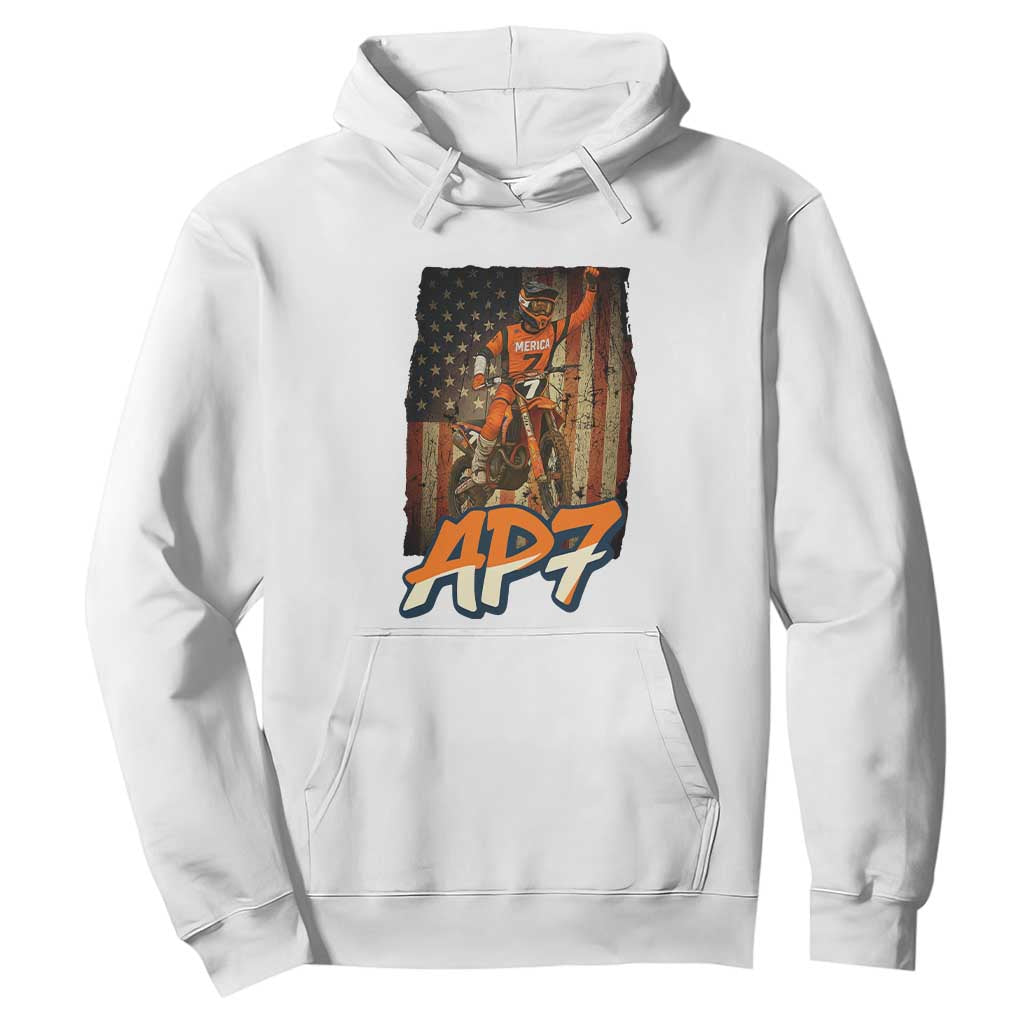 Dirt Bike American Flag Hoodie TS14 White Print Your Wear