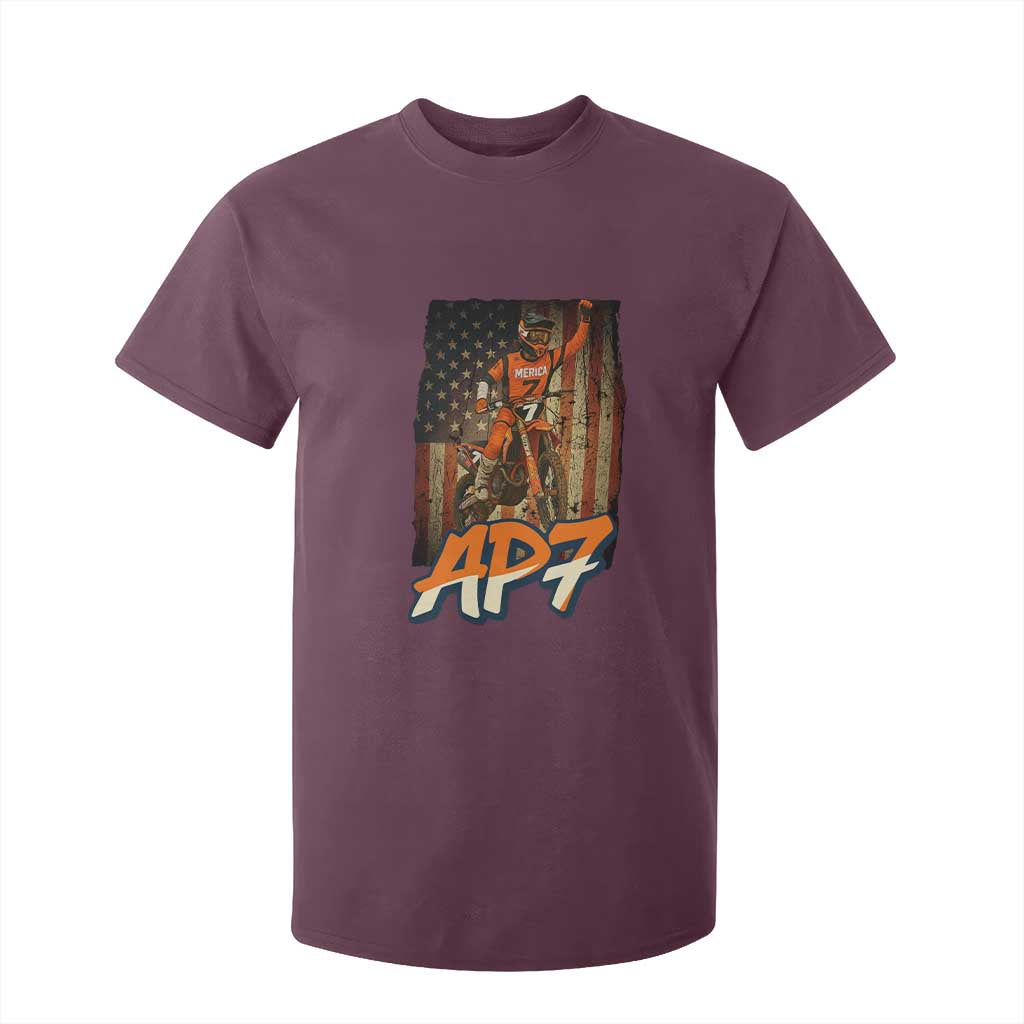 Dirt Bike American Flag T Shirt For Kid TS14 Maroon Print Your Wear