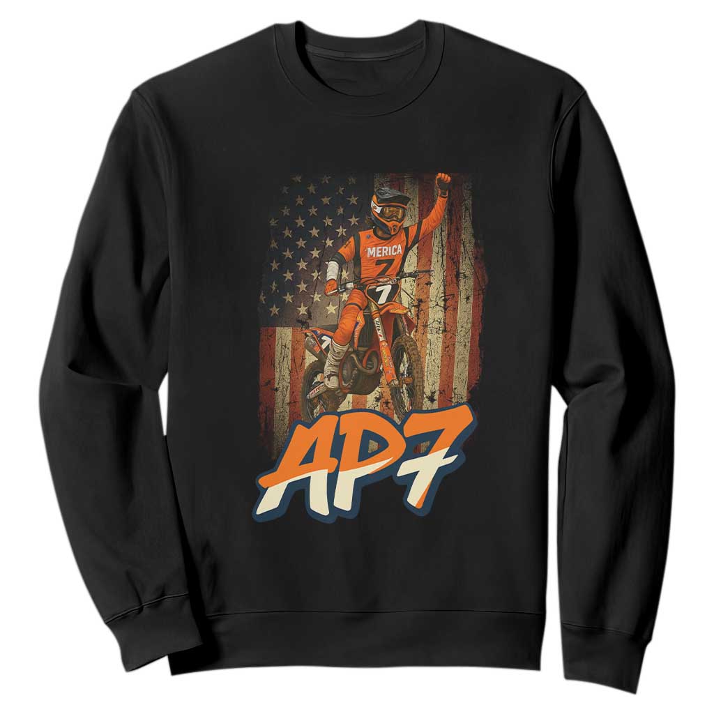Dirt Bike American Flag Sweatshirt TS14 Black Print Your Wear