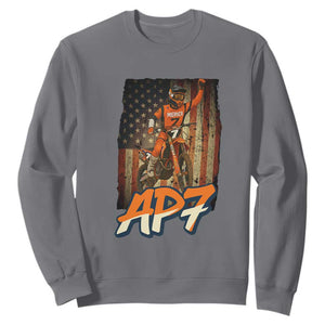 Dirt Bike American Flag Sweatshirt TS14 Charcoal Print Your Wear