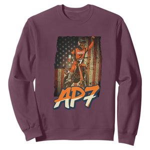 Dirt Bike American Flag Sweatshirt TS14 Maroon Print Your Wear