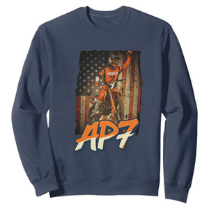 Dirt Bike American Flag Sweatshirt TS14 Navy Print Your Wear