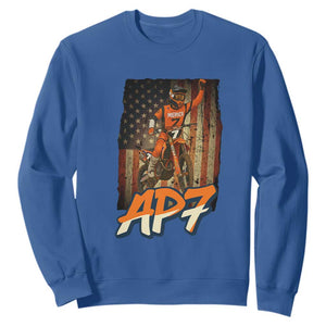 Dirt Bike American Flag Sweatshirt TS14 Royal Blue Print Your Wear