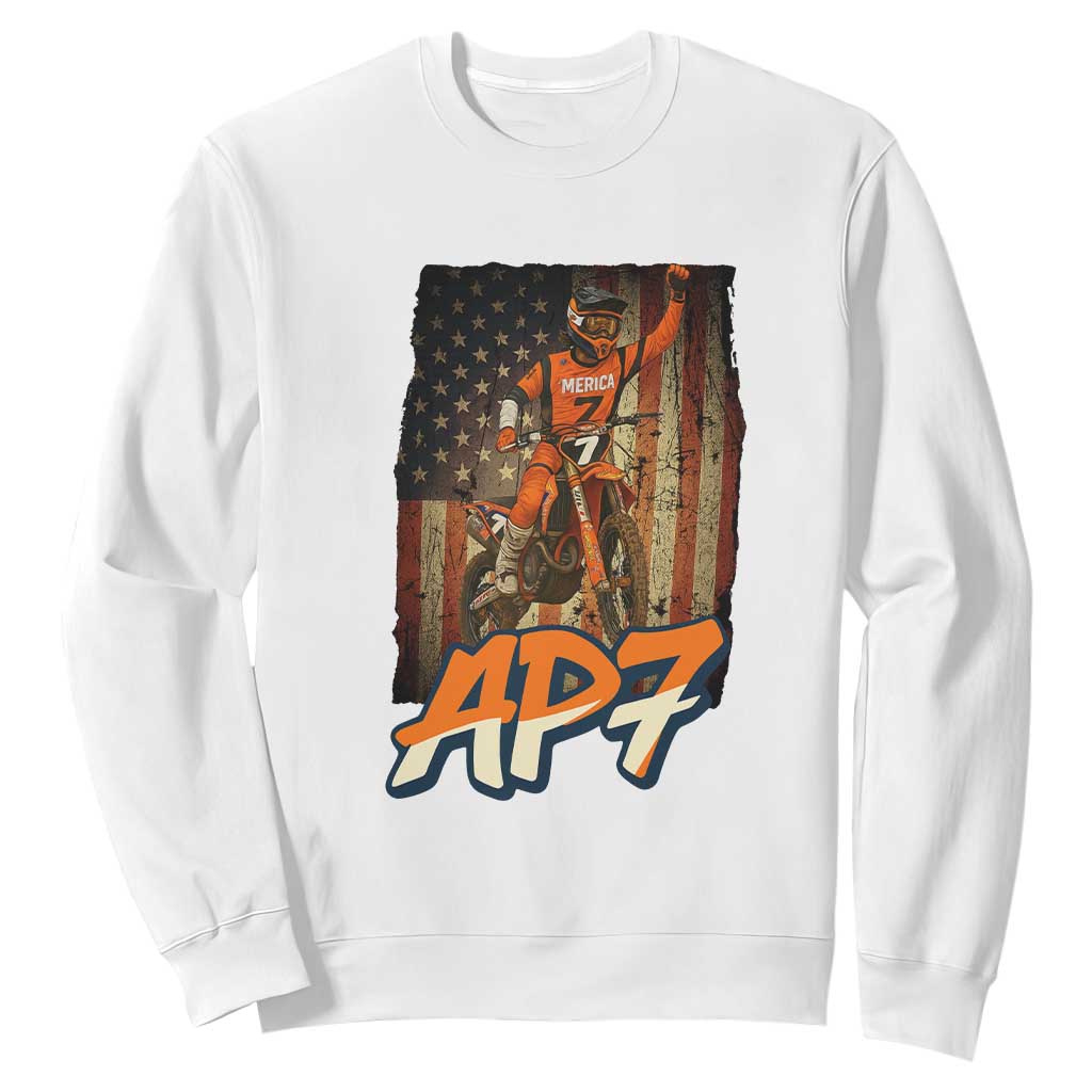 Dirt Bike American Flag Sweatshirt TS14 White Print Your Wear
