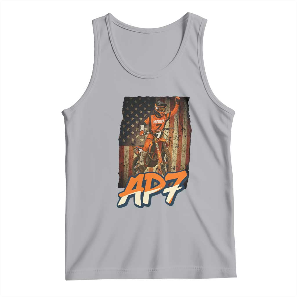 Dirt Bike American Flag Tank Top TS14 Athletic Heather Print Your Wear