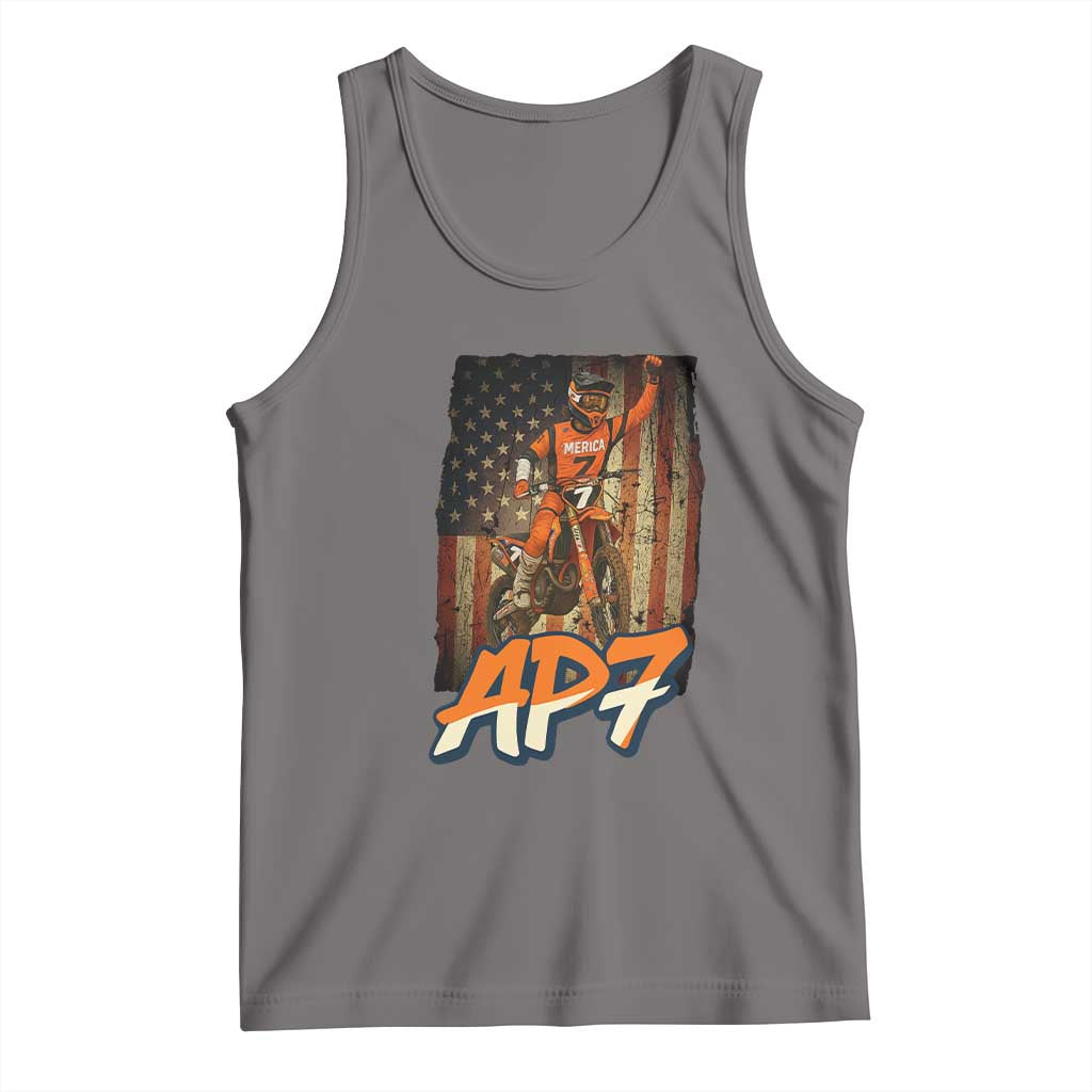 Dirt Bike American Flag Tank Top TS14 Deep Heather Print Your Wear