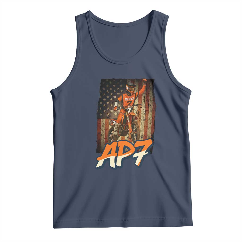 Dirt Bike American Flag Tank Top TS14 Navy Print Your Wear