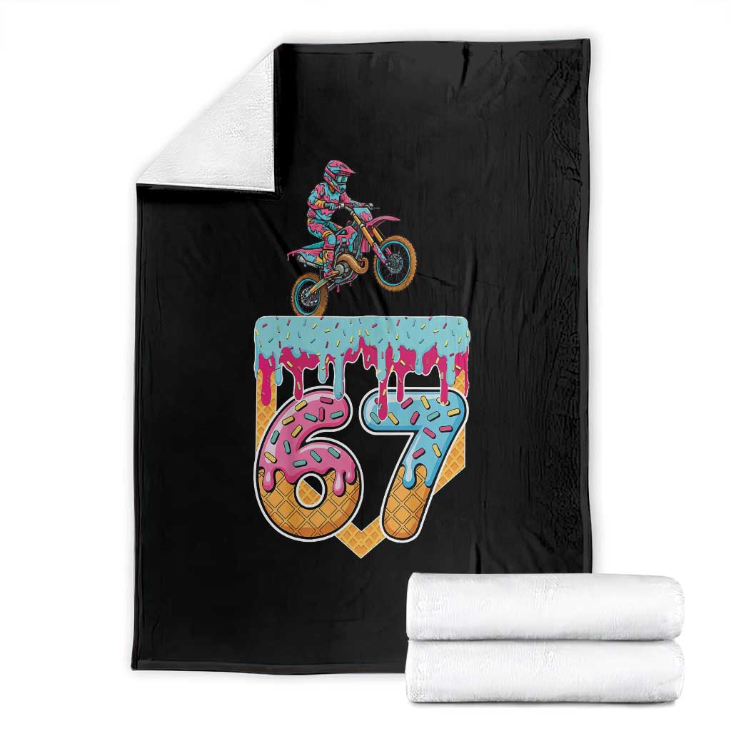 67 Six Seven Meme Throw Blanket Funny Dirt Bike Motocross Ice Cream Drip TS14 Black Print Your Wear
