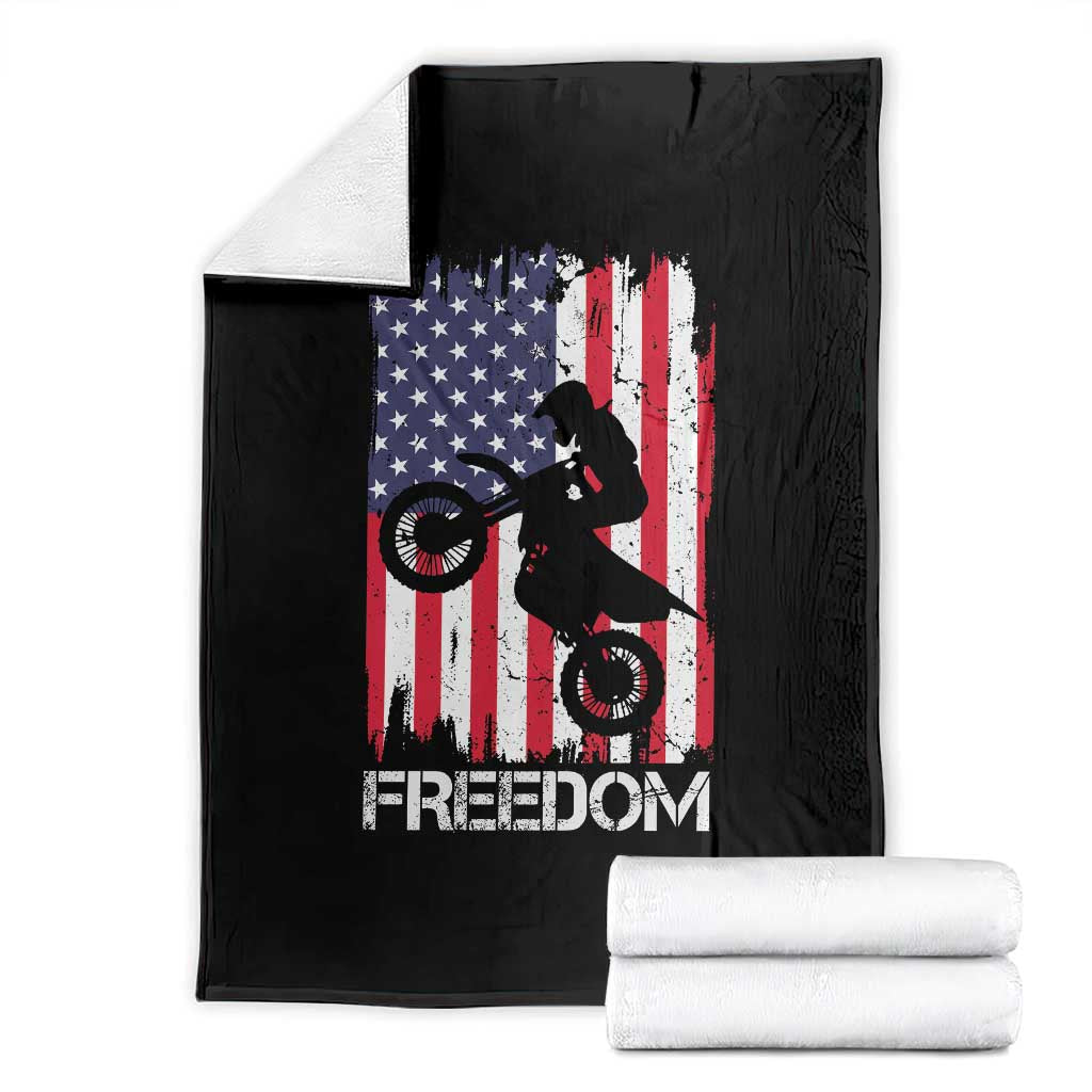 Freedom Motocross Dirt Bike Throw Blanket Patriotic American Flag TS14 Black Print Your Wear
