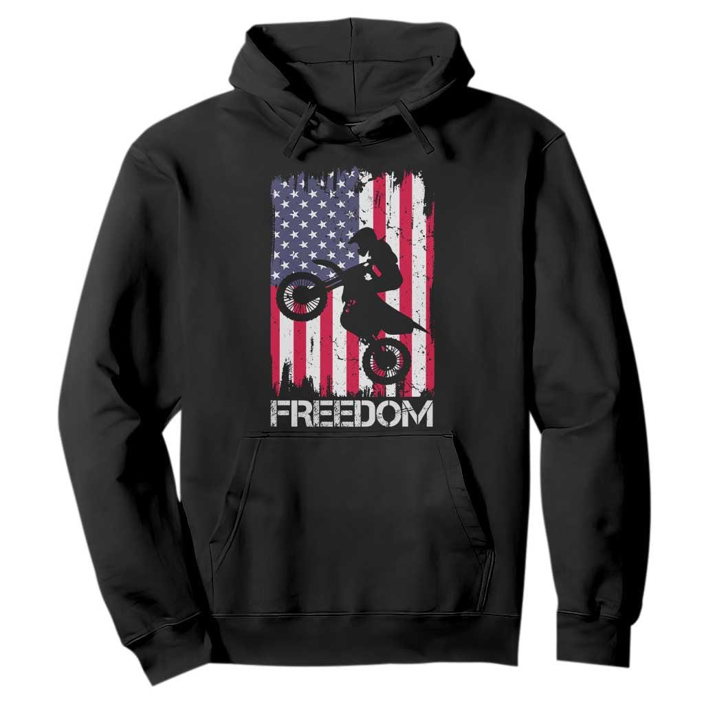 Freedom Motocross Dirt Bike Hoodie Patriotic American Flag TS14 Black Print Your Wear