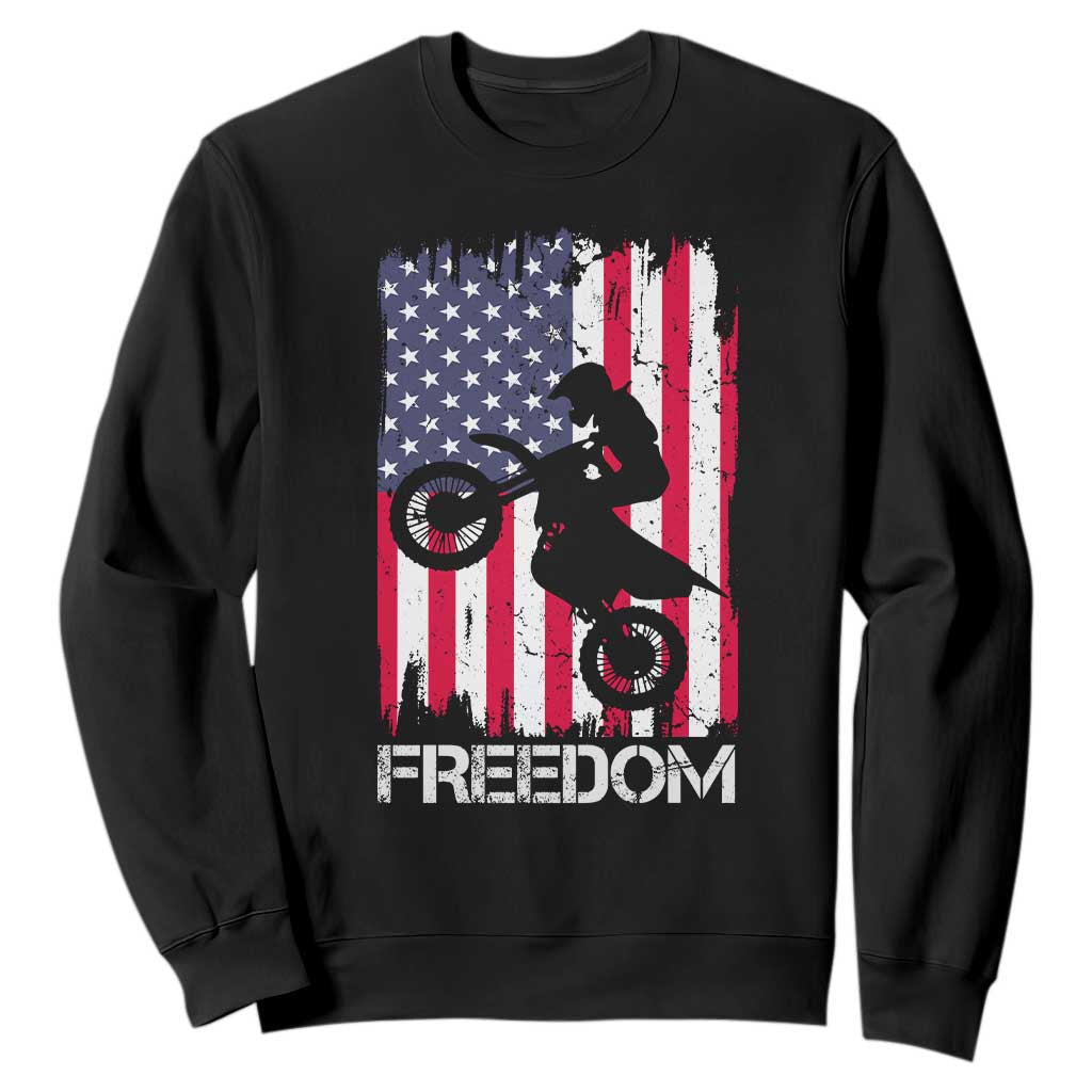 Freedom Motocross Dirt Bike Sweatshirt Patriotic American Flag TS14 Black Print Your Wear