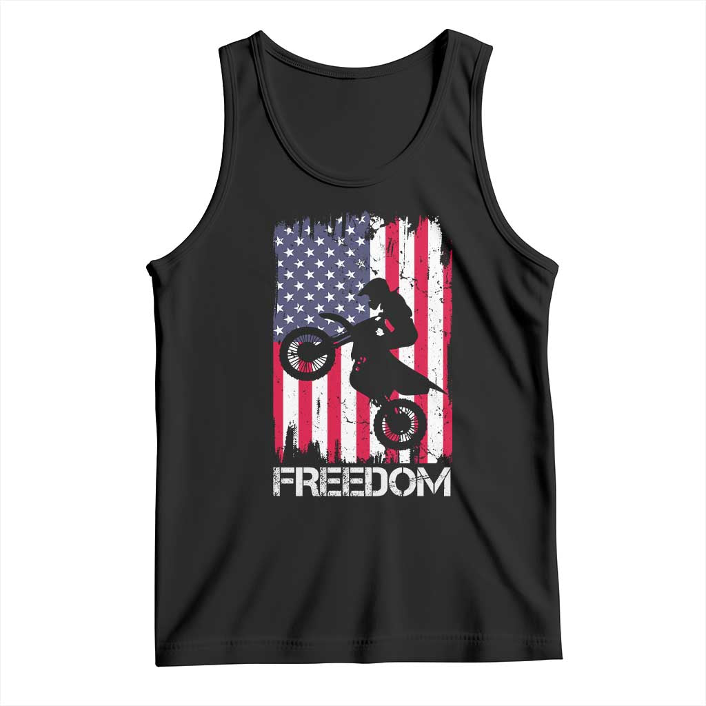 Freedom Motocross Dirt Bike Tank Top Patriotic American Flag TS14 Black Print Your Wear