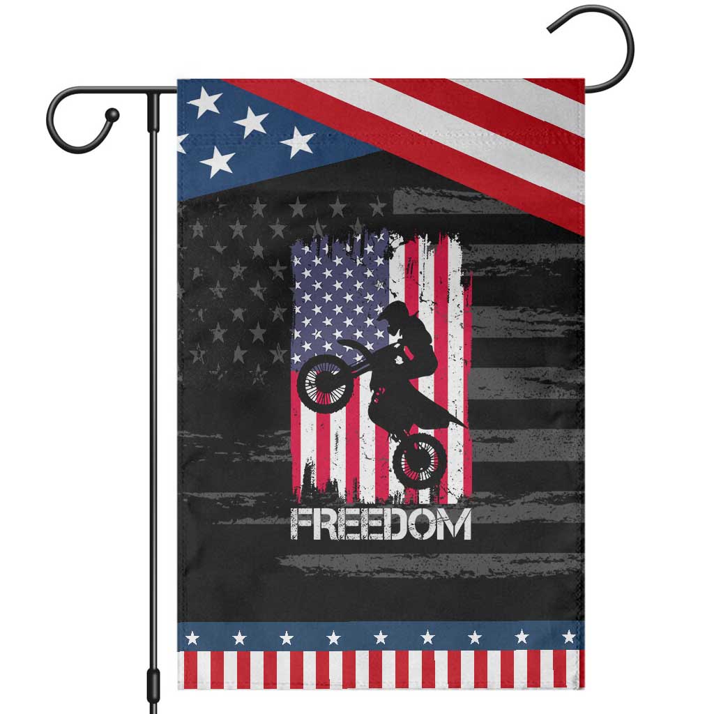 Freedom Motocross Dirt Bike Garden Flag Patriotic American Flag TS14 Distressed Black Blue Print Your Wear