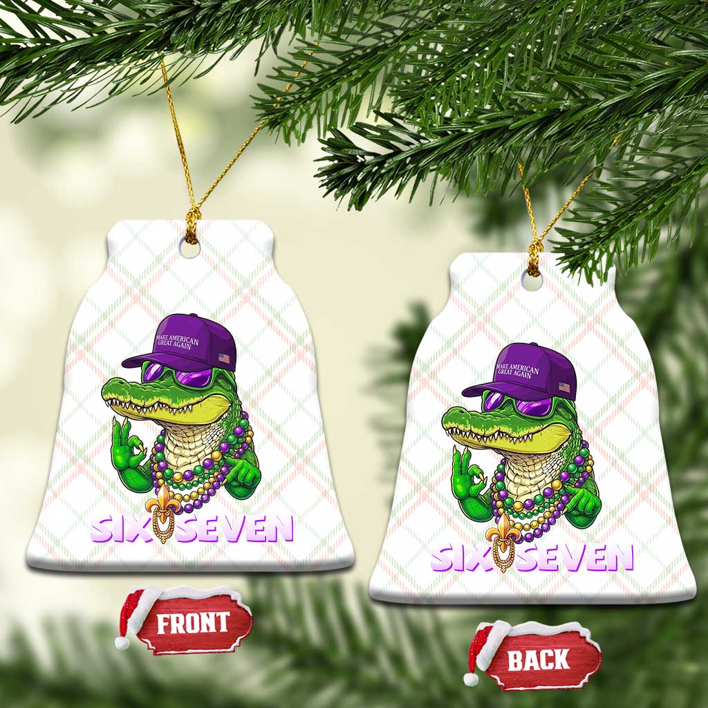 Mardi Gras Alligator Ceramic Ornament Funny Six Seven MAGA Political Meme TS14 Print Your Wear