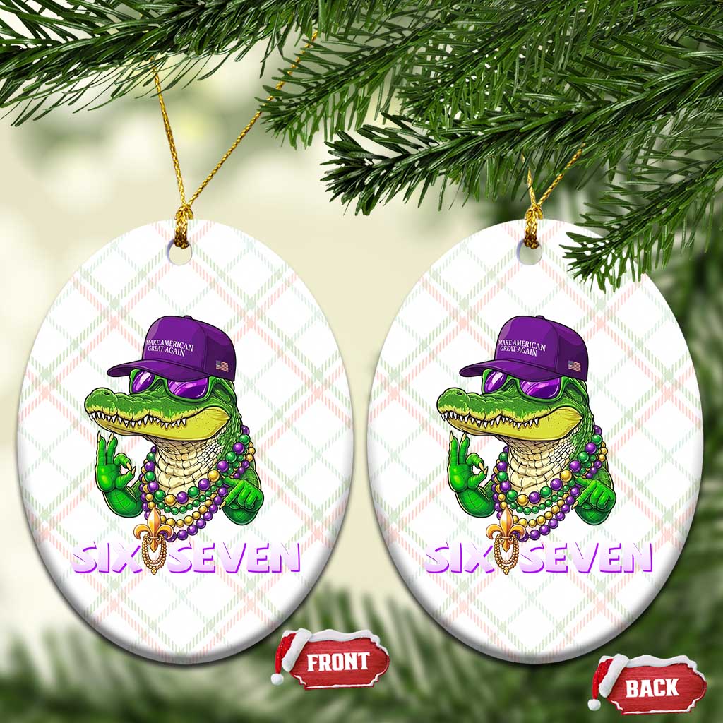 Mardi Gras Alligator Ceramic Ornament Funny Six Seven MAGA Political Meme TS14 Print Your Wear