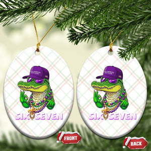 Mardi Gras Alligator Ceramic Ornament Funny Six Seven MAGA Political Meme TS14 Print Your Wear