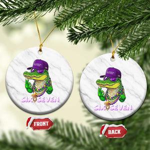Mardi Gras Alligator Ceramic Ornament Funny Six Seven MAGA Political Meme TS14 1pc White Marble Print Your Wear