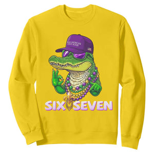 Mardi Gras Alligator Sweatshirt Funny Six Seven MAGA Political Meme TS14 Daisy Print Your Wear