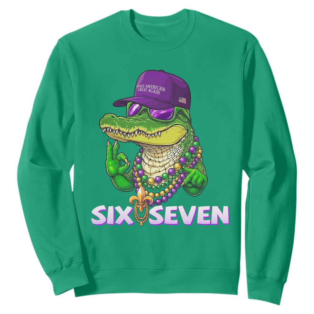 Mardi Gras Alligator Sweatshirt Funny Six Seven MAGA Political Meme TS14 Irish Green Print Your Wear