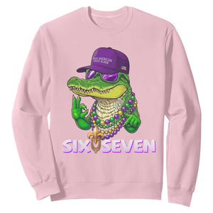Mardi Gras Alligator Sweatshirt Funny Six Seven MAGA Political Meme TS14 Light Pink Print Your Wear