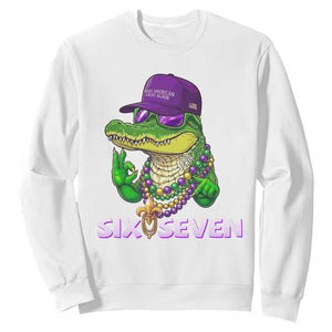 Mardi Gras Alligator Sweatshirt Funny Six Seven MAGA Political Meme TS14 White Print Your Wear
