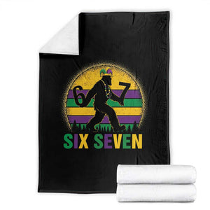 Mardi Gras Bigfoot Throw Blanket Funny Six Seven Meme Carnival Trendy TS14 Black Print Your Wear